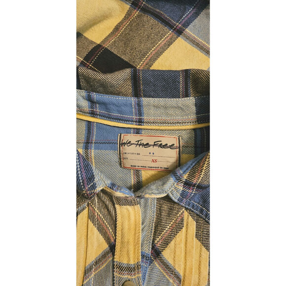 New FREE PEOPLE We The Free Layla Plaid Button Down Shirt $128 X-SMALL Blue - Picture 5 of 5